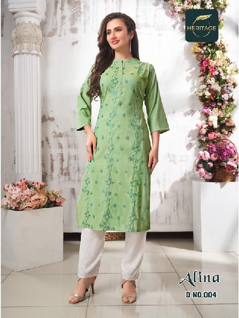 Heritage Alina Fancy Wear Wholesale Kurti With Bottom Catalog
